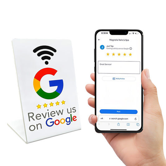 NFC Table Display Stand NTAG 215 Chip PVC RFID 13.56Mhz NFC Scan Code Restaurant Card Personal Website NFC Compatible Google Review